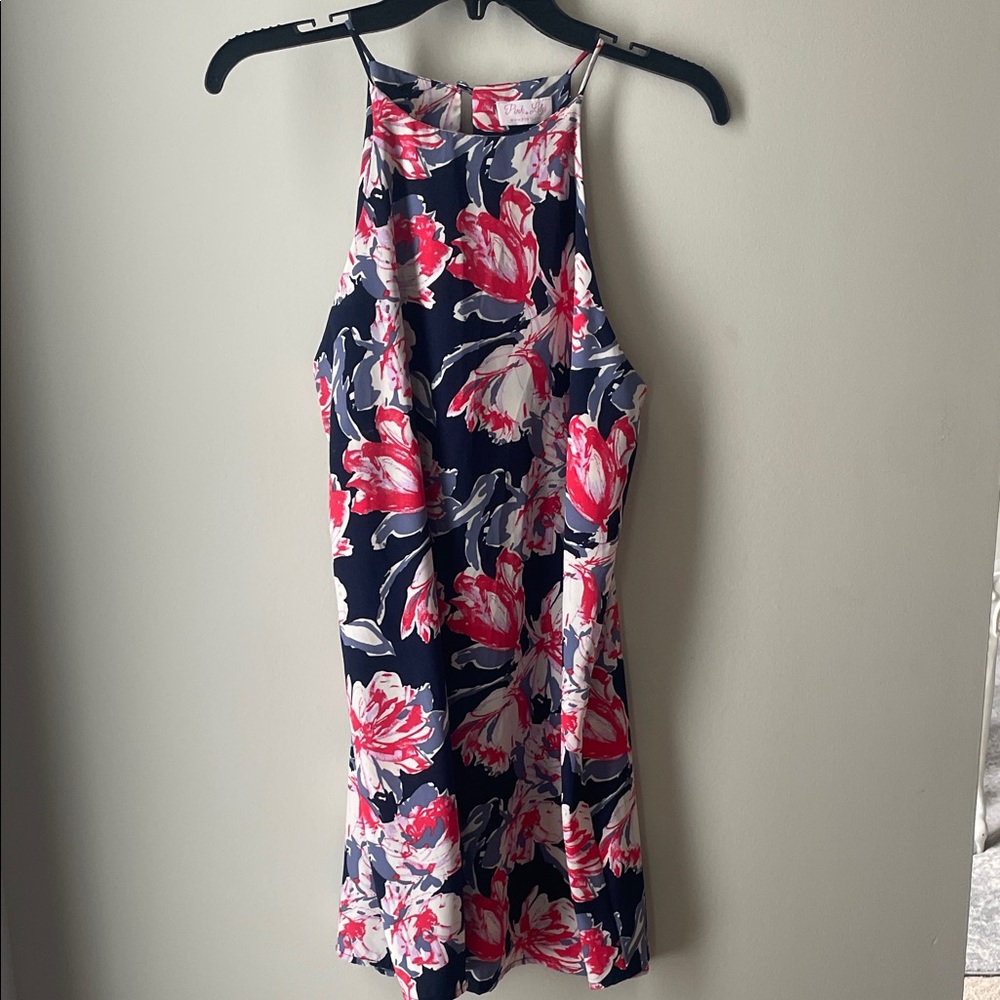 Pink Lily Navy and Pink Floral Mini Dress